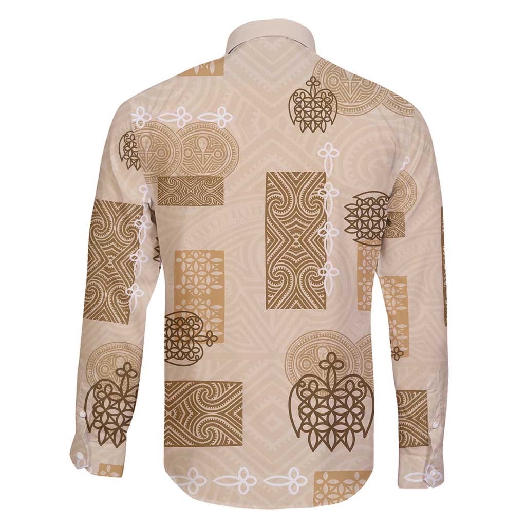 Vintage Lapita Family Matching Off Shoulder Short Dress and Hawaiian Shirt Iconic Double Face Pattern Beige