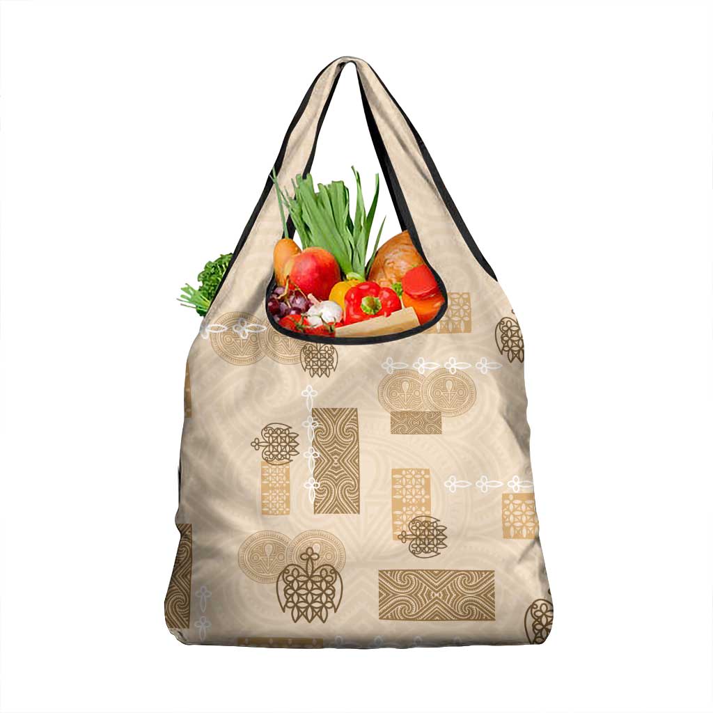 Vintage Lapita Grocery Bag Iconic Double Face Pattern Beige LT05 1-pack One Size Beige - Polynesian Pride
