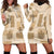 Vintage Lapita Hoodie Dress Iconic Double Face Pattern Beige