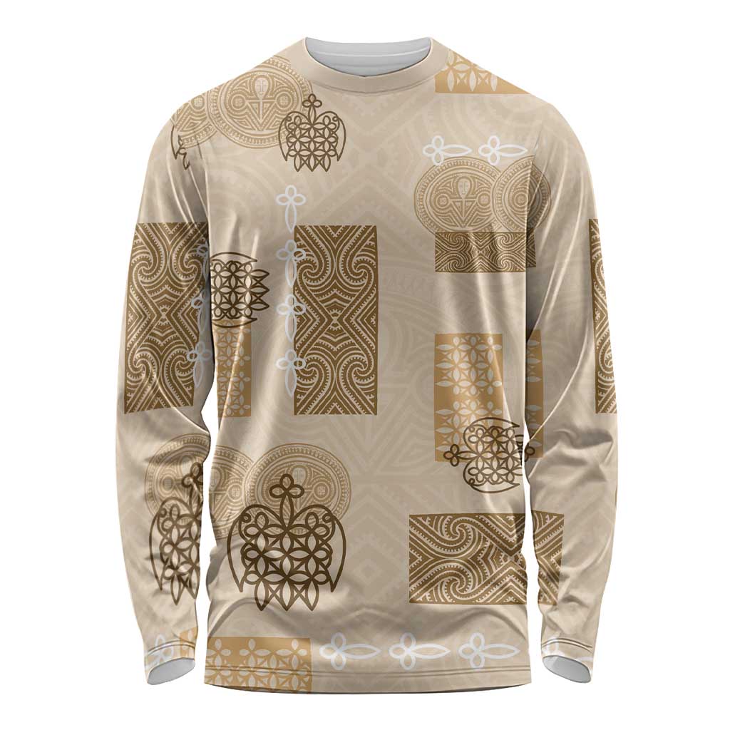 Vintage Lapita Long Sleeve Shirt Iconic Double Face Pattern Beige