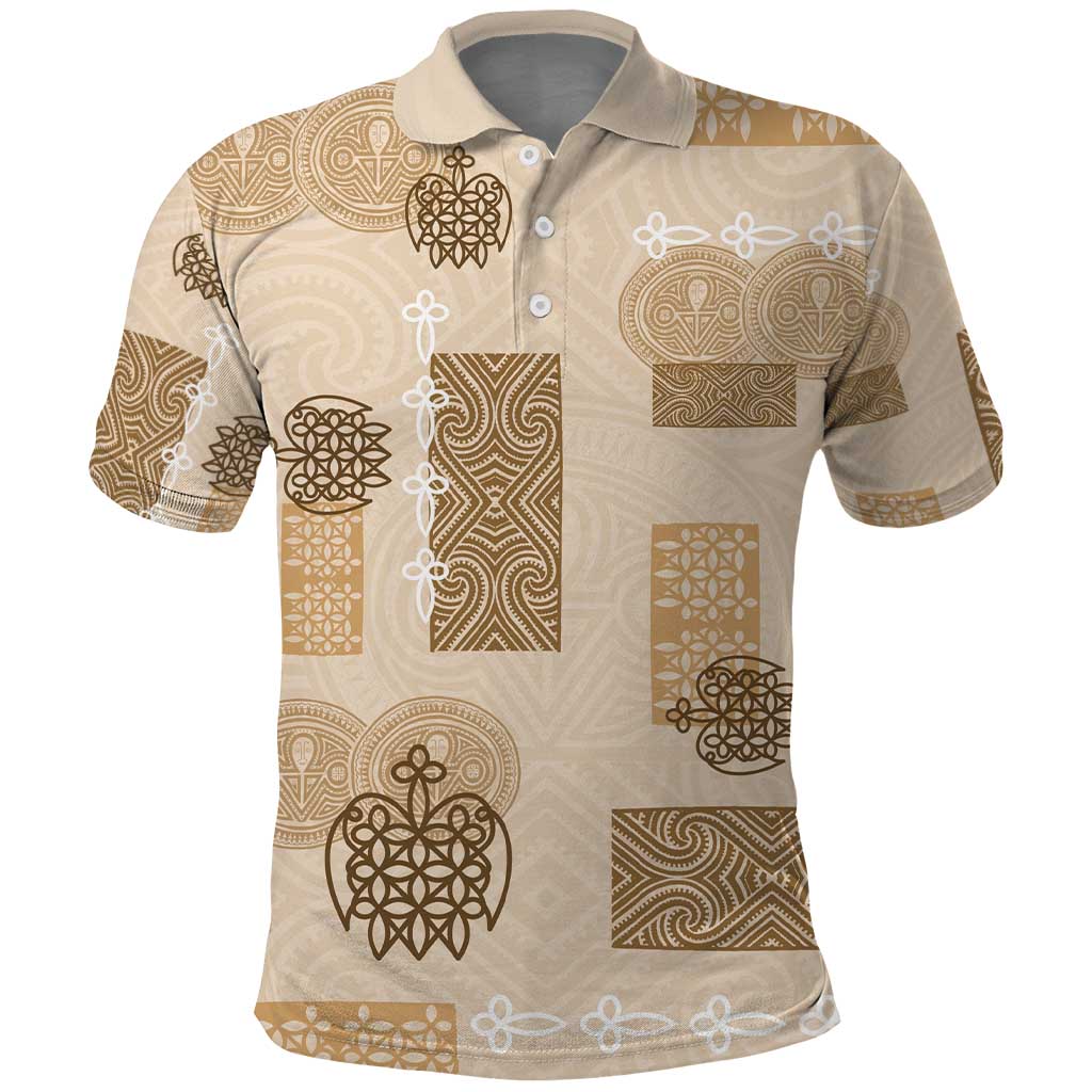Vintage Lapita Polo Shirt Iconic Double Face Pattern Beige