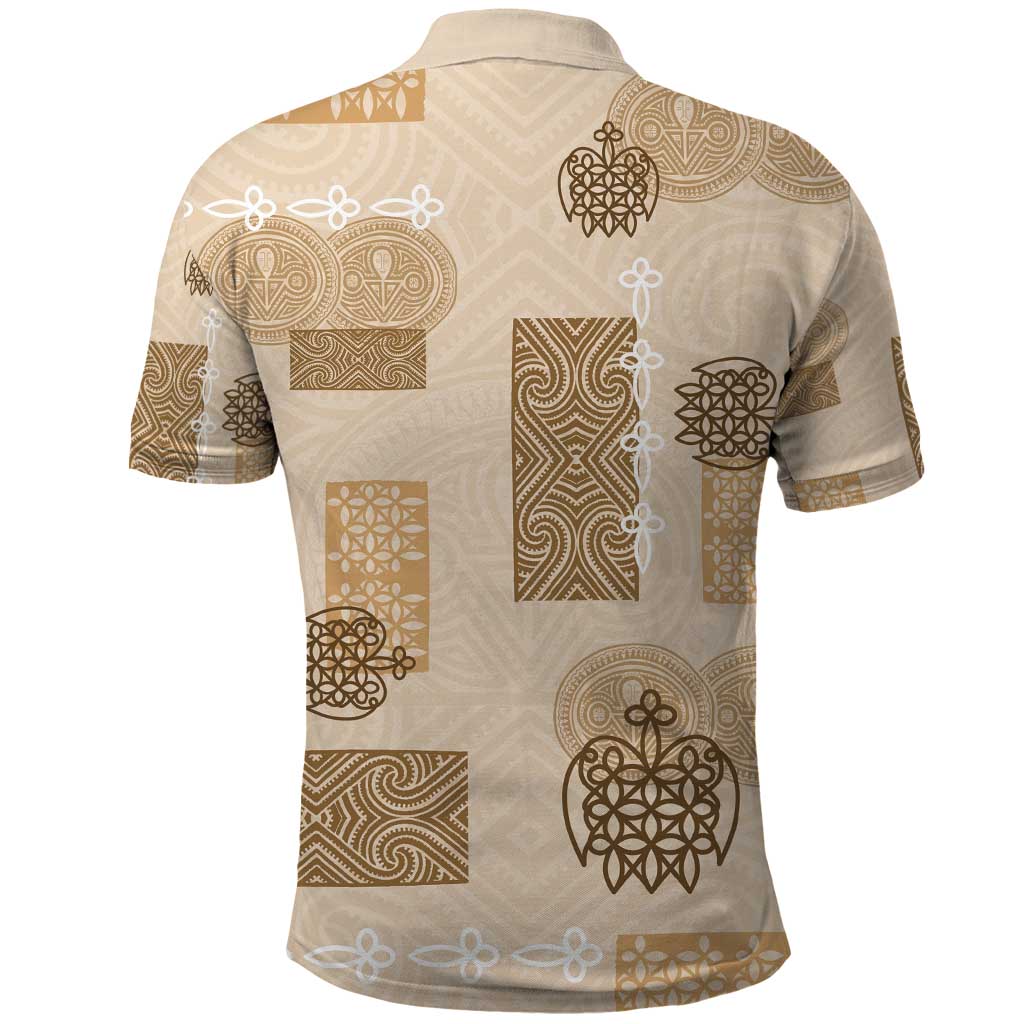 Vintage Lapita Polo Shirt Iconic Double Face Pattern Beige