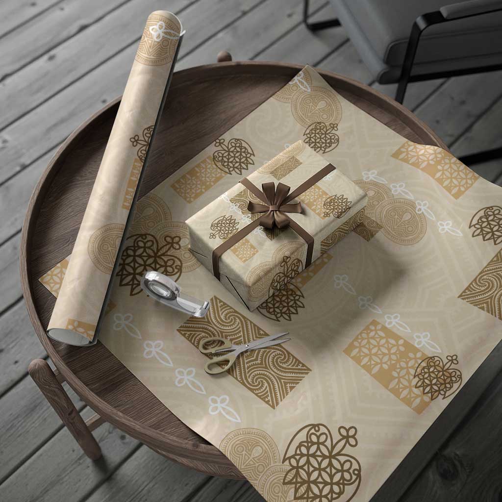 Vintage Lapita Wrapping Paper Iconic Double Face Pattern Beige - Polynesian Pride