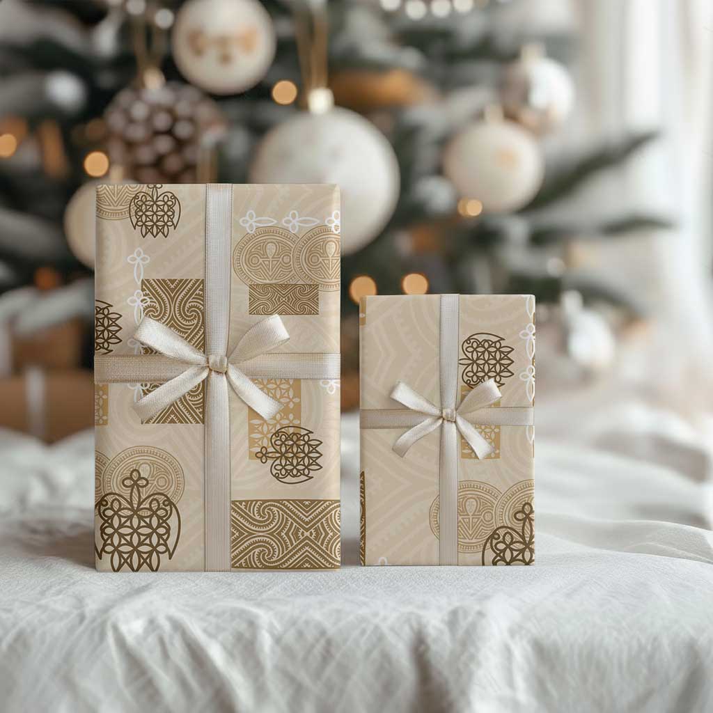 Vintage Lapita Wrapping Paper Iconic Double Face Pattern Beige - Polynesian Pride