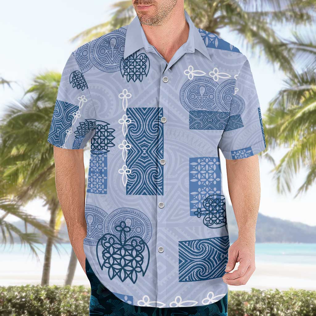Vintage Lapita Hawaiian Shirt Iconic Double Face Pattern Blue