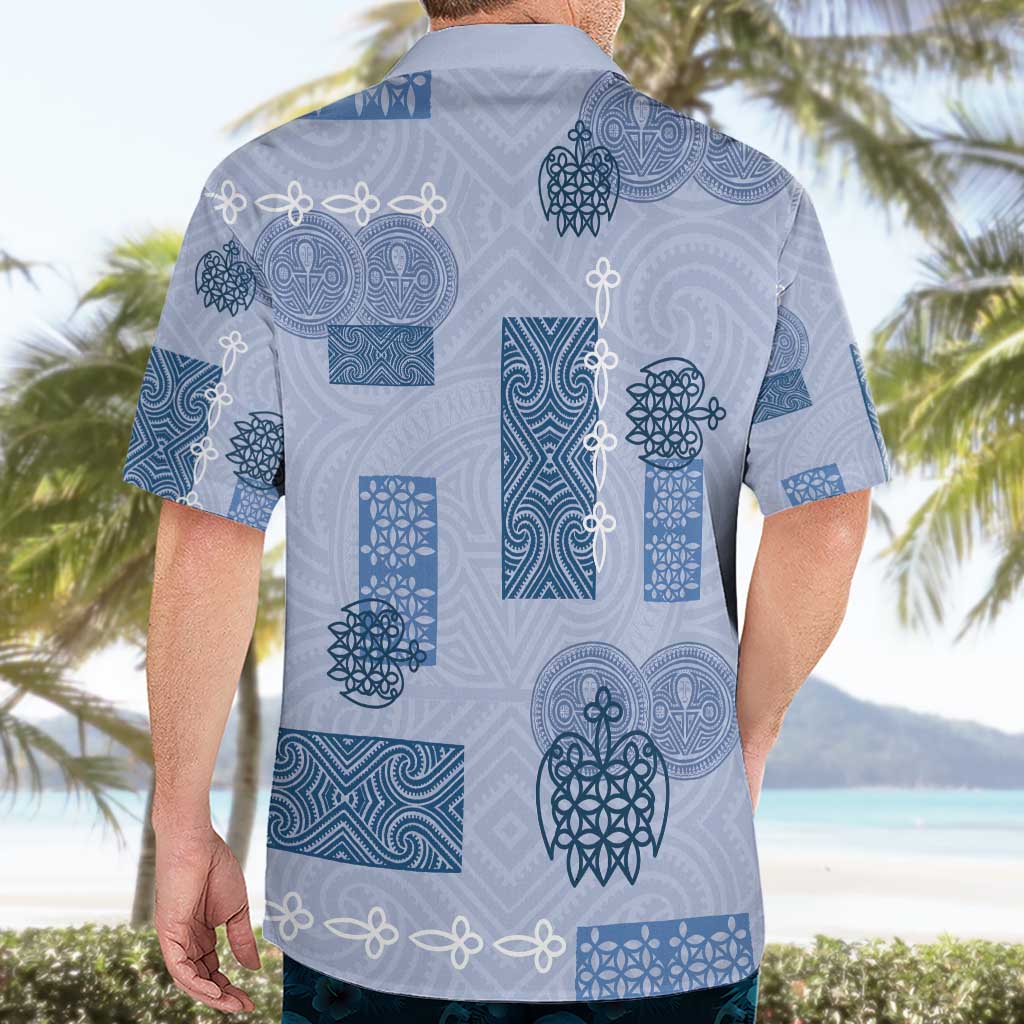 Vintage Lapita Hawaiian Shirt Iconic Double Face Pattern Blue