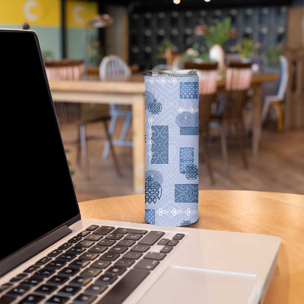 Vintage Lapita Skinny Tumbler Iconic Double Face Pattern Blue