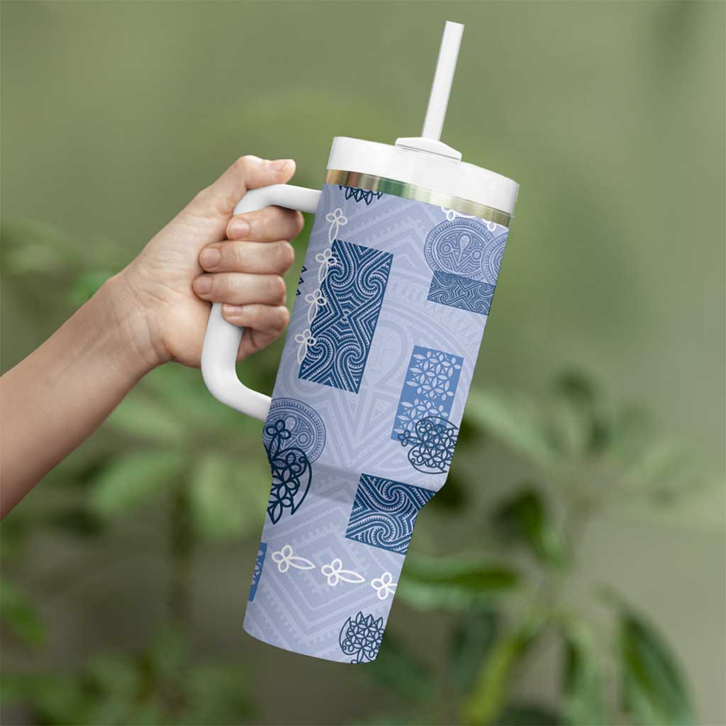 Vintage Lapita Tumbler With Handle Iconic Double Face Pattern Blue