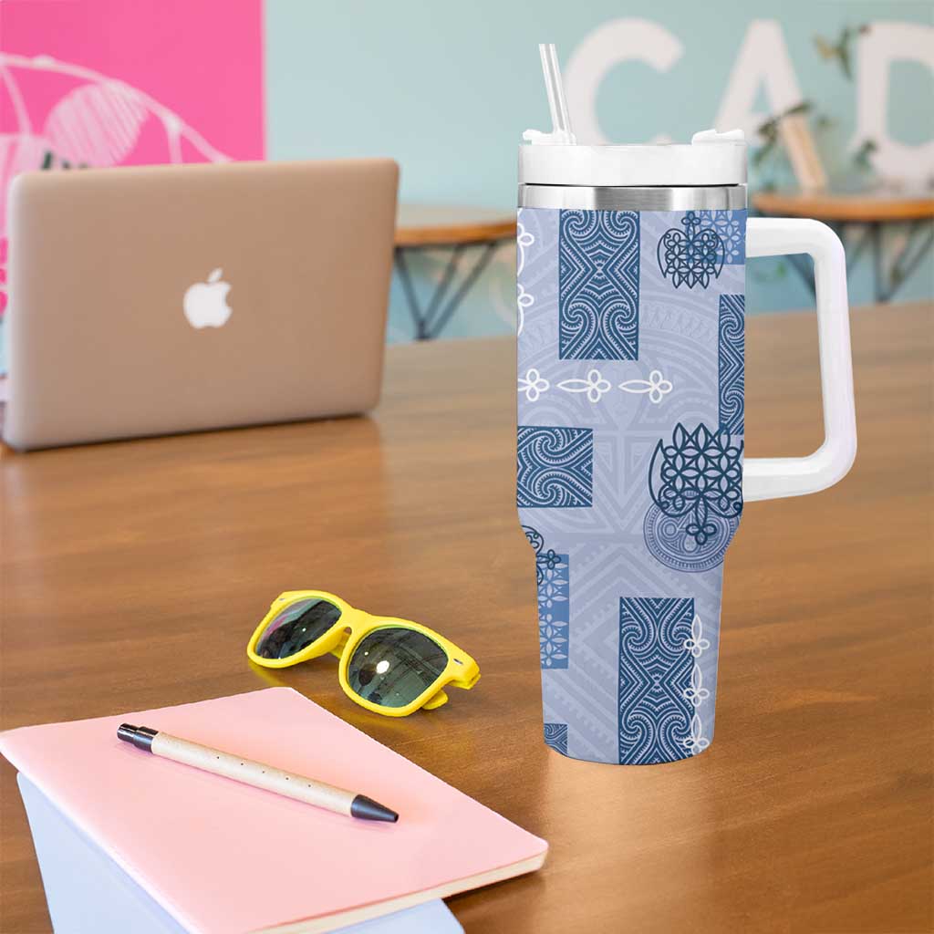 Vintage Lapita Tumbler With Handle Iconic Double Face Pattern Blue