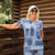 Vintage Lapita Women Polo Shirt Iconic Double Face Pattern Blue