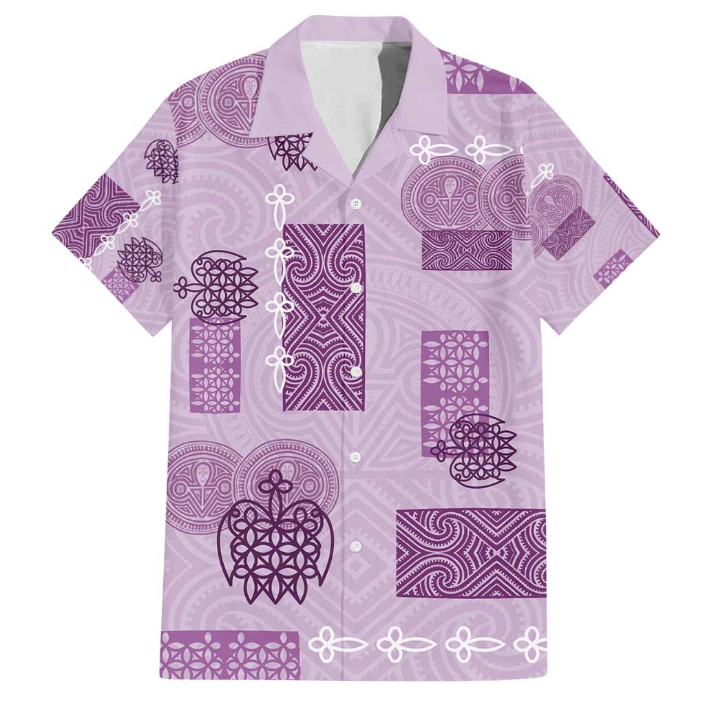 Vintage Lapita Family Matching Puletasi and Hawaiian Shirt Iconic Double Face Pattern Violet