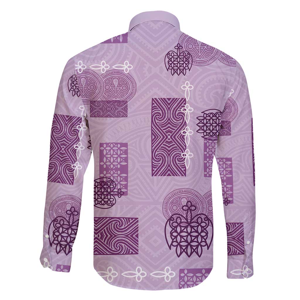 Vintage Lapita Family Matching Short Sleeve Bodycon Dress and Hawaiian Shirt Iconic Double Face Pattern Violet