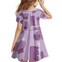Vintage Lapita Family Matching Summer Maxi Dress and Hawaiian Shirt Iconic Double Face Pattern Violet