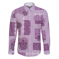 Vintage Lapita Family Matching Tank Maxi Dress and Hawaiian Shirt Iconic Double Face Pattern Violet