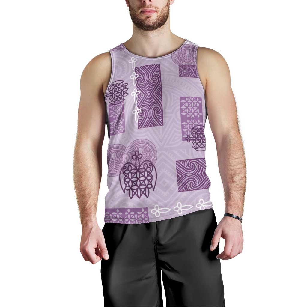 Vintage Lapita Men Tank Top Iconic Double Face Pattern Violet