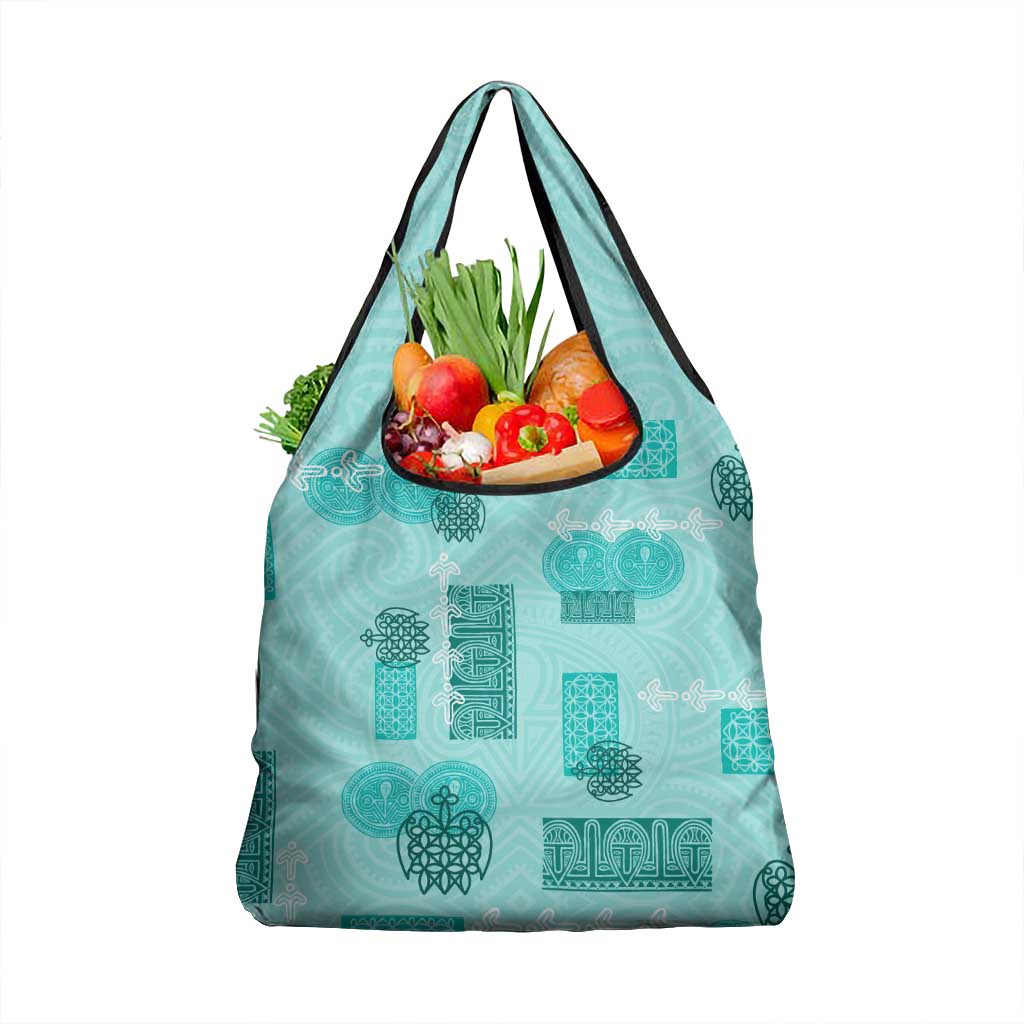 Vintage Lapita Grocery Bag Iconic Double Face Pattern Turquoise LT05 1-pack One Size Turquoise - Polynesian Pride