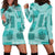 Vintage Lapita Hoodie Dress Iconic Double Face Pattern Turquoise LT05