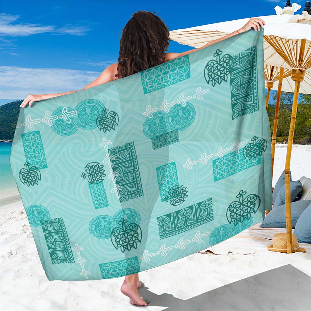 Vintage Lapita Sarong Iconic Double Face Pattern Turquoise