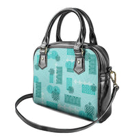 Vintage Lapita Shoulder Handbag Iconic Double Face Pattern Turquoise