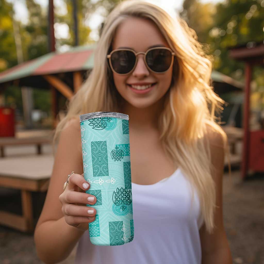 Vintage Lapita Skinny Tumbler Iconic Double Face Pattern Turquoise