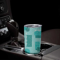 Vintage Lapita Tumbler Cup Iconic Double Face Pattern Turquoise