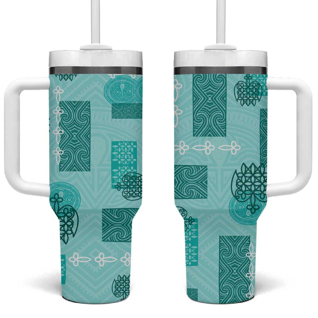 Vintage Lapita Tumbler With Handle Iconic Double Face Pattern Turquoise