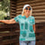 Vintage Lapita Women Polo Shirt Iconic Double Face Pattern Turquoise LT05