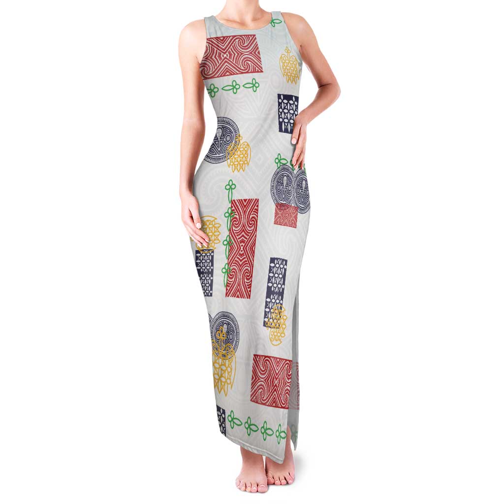 Vintage Lapita Family Matching Tank Maxi Dress and Hawaiian Shirt Iconic Double Face Pattern