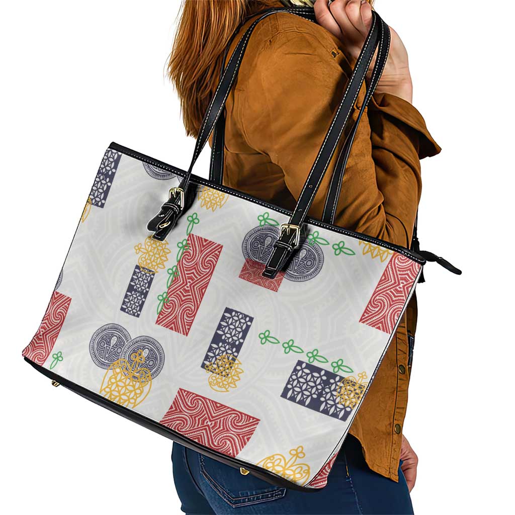 Vintage Lapita Leather Tote Bag Iconic Double Face Pattern