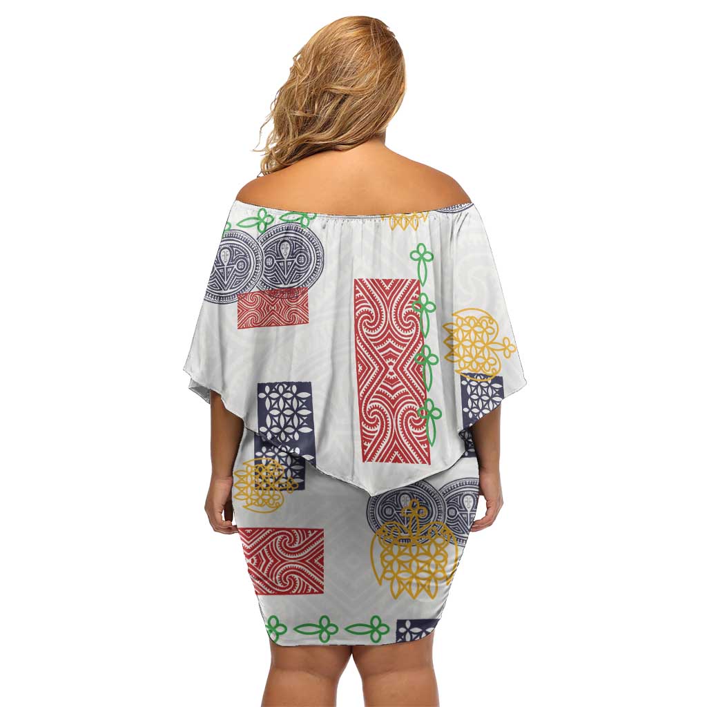 Vintage Lapita Off Shoulder Short Dress Iconic Double Face Pattern