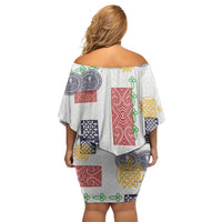Vintage Lapita Off Shoulder Short Dress Iconic Double Face Pattern