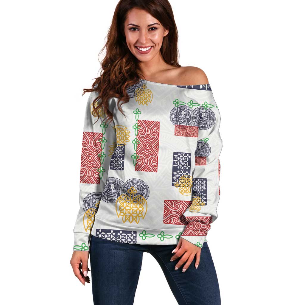 Vintage Lapita Off Shoulder Sweater Iconic Double Face Pattern