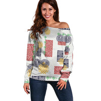 Vintage Lapita Off Shoulder Sweater Iconic Double Face Pattern