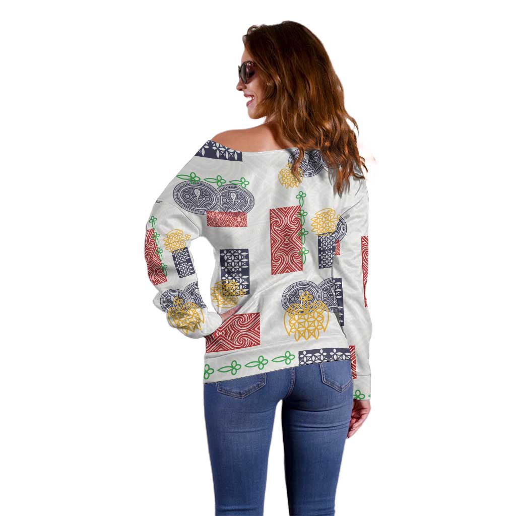 Vintage Lapita Off Shoulder Sweater Iconic Double Face Pattern