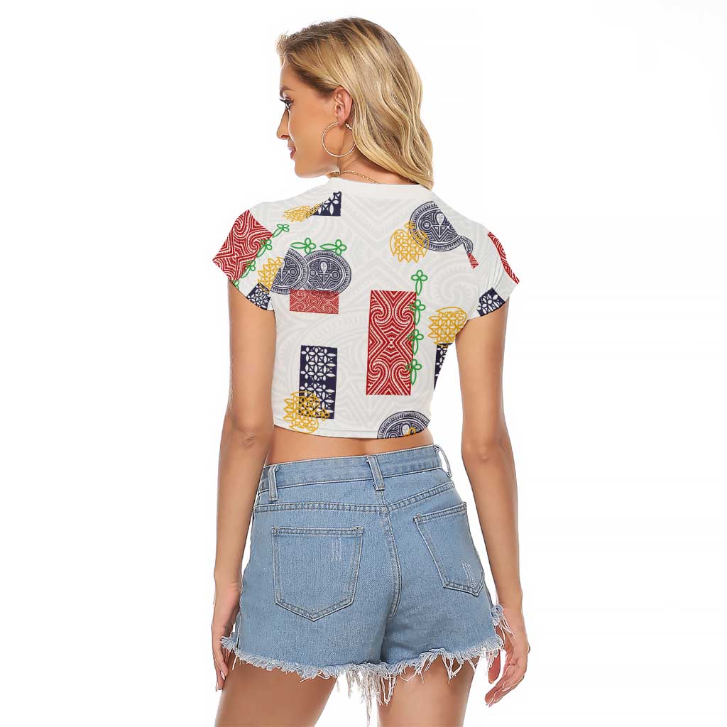 Vintage Lapita Raglan Cropped T Shirt Iconic Double Face Pattern