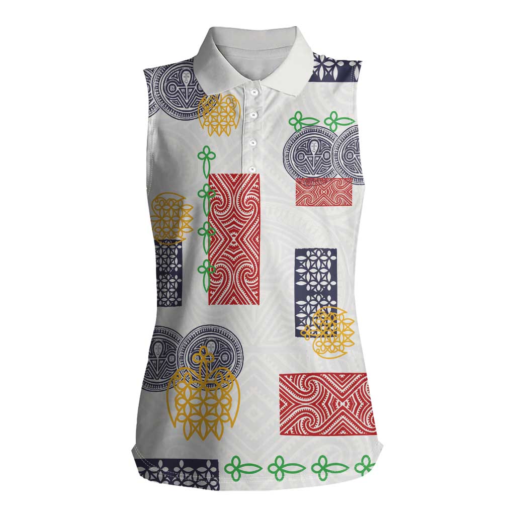 Vintage Lapita Women Sleeveless Polo Shirt Iconic Double Face Pattern