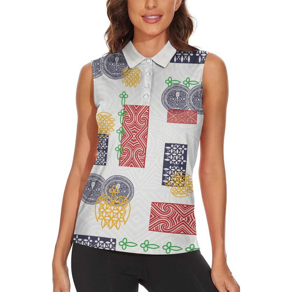 Vintage Lapita Women Sleeveless Polo Shirt Iconic Double Face Pattern