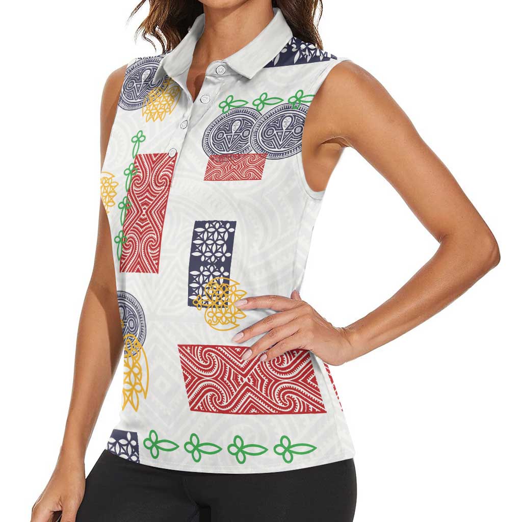 Vintage Lapita Women Sleeveless Polo Shirt Iconic Double Face Pattern
