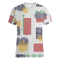 Vintage Lapita Women V-Neck T-Shirt Iconic Double Face Pattern