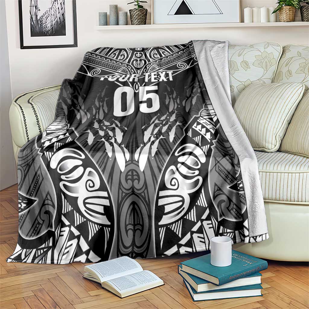 Custom New Zealand Fishing Blanket Aotearoa Maori Koru LT05 Black - Polynesian Pride