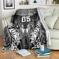 Custom New Zealand Fishing Blanket Aotearoa Maori Koru LT05 Black - Polynesian Pride