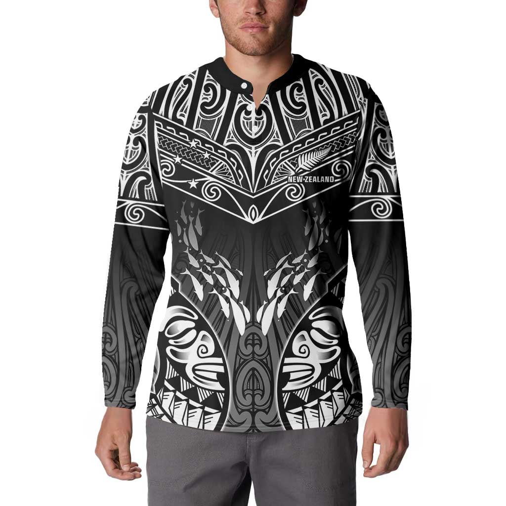 Custom New Zealand Fishing Button Sweatshirt Aotearoa Maori Koru - Polynesian Pride