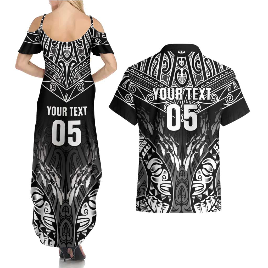 Custom New Zealand Fishing Couples Matching Summer Maxi Dress and Hawaiian Shirt Aotearoa Maori Koru LT05 - Polynesian Pride