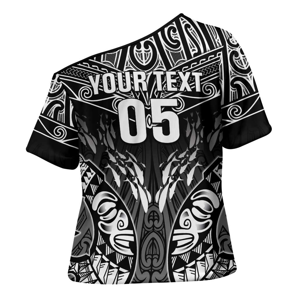 Custom New Zealand Fishing Cross Shoulder Shirt Aotearoa Maori Koru LT05 - Polynesian Pride