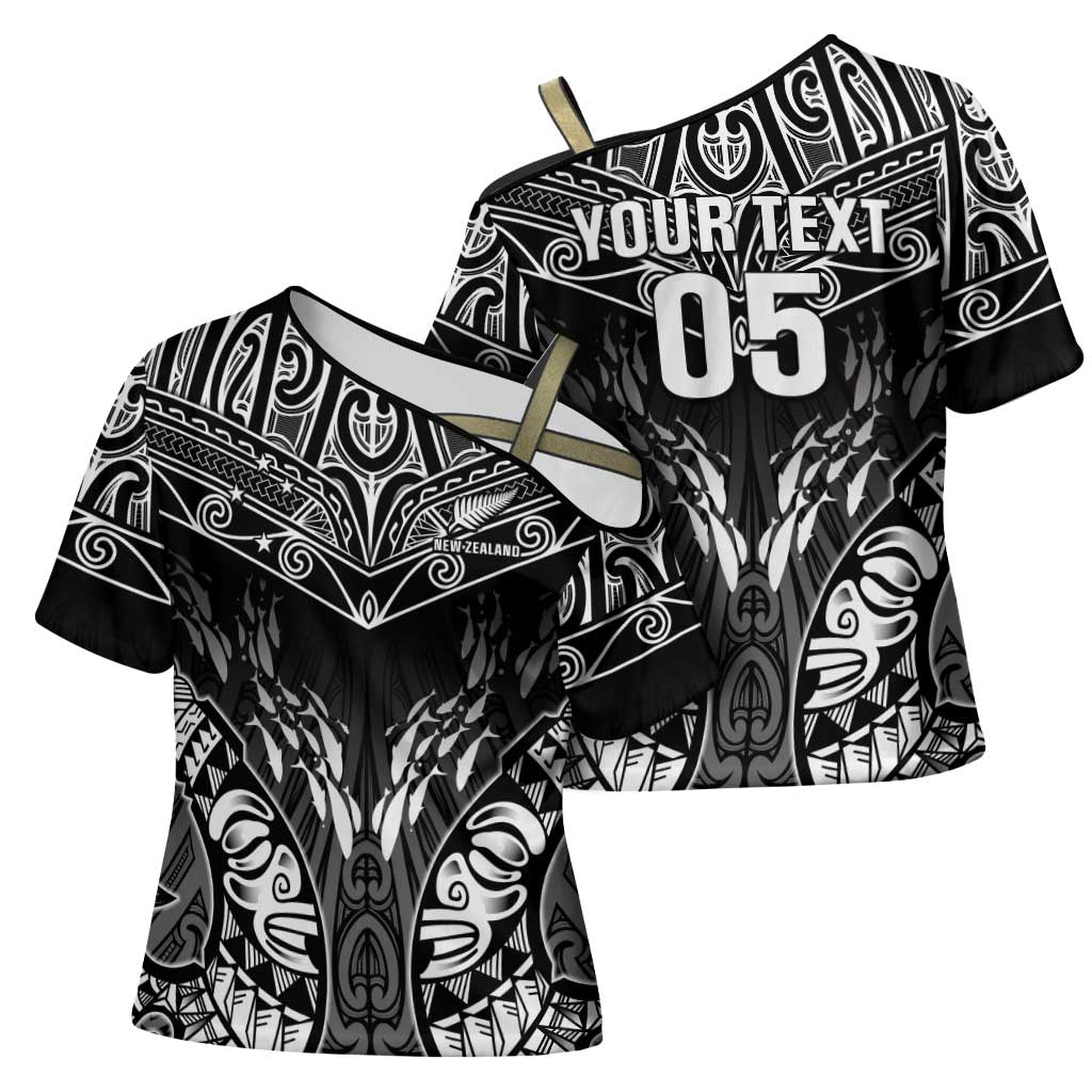 Custom New Zealand Fishing Cross Shoulder Shirt Aotearoa Maori Koru LT05 - Polynesian Pride