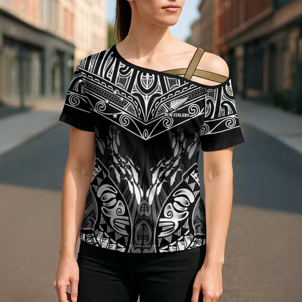 Custom New Zealand Fishing Cross Shoulder Shirt Aotearoa Maori Koru LT05 - Polynesian Pride