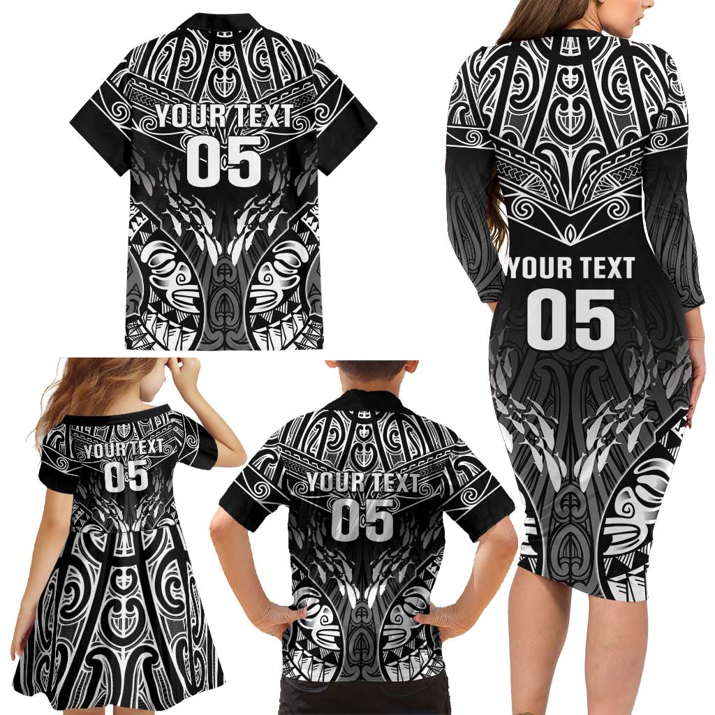 Custom New Zealand Fishing Family Matching Long Sleeve Bodycon Dress and Hawaiian Shirt Aotearoa Maori Koru LT05 - Polynesian Pride