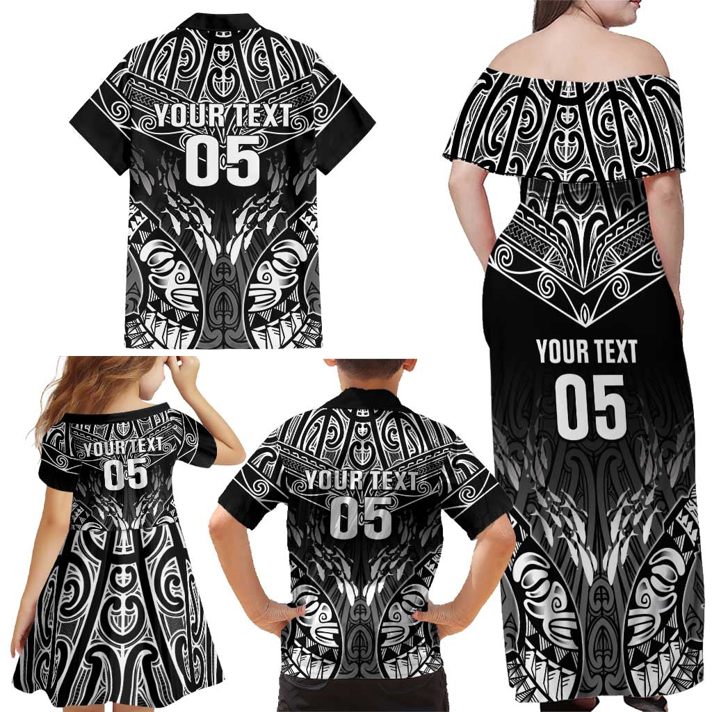 Custom New Zealand Fishing Family Matching Off Shoulder Maxi Dress and Hawaiian Shirt Aotearoa Maori Koru LT05 - Polynesian Pride