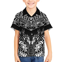 Custom New Zealand Fishing Family Matching Off Shoulder Maxi Dress and Hawaiian Shirt Aotearoa Maori Koru LT05 Son's Shirt Black - Polynesian Pride