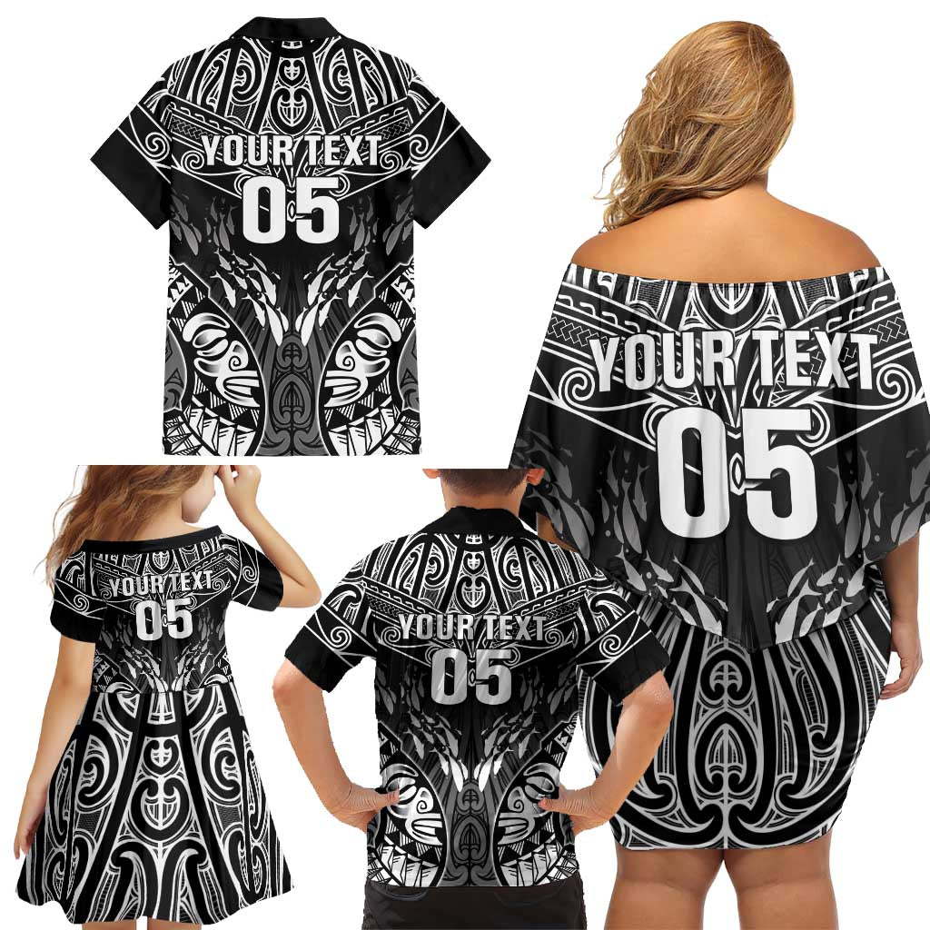 Custom New Zealand Fishing Family Matching Off Shoulder Short Dress and Hawaiian Shirt Aotearoa Maori Koru LT05 - Polynesian Pride